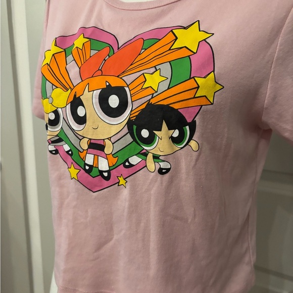 PowerPuff Girls pink graphic cropped heart tee size XL - Picture 7 of 9